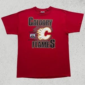 Vintage 1990s NHL Calgary Flames Graphic T Shirt